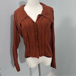 Ellen Tracy Rust Button-Up Top – Perfect for Fall! 🍂